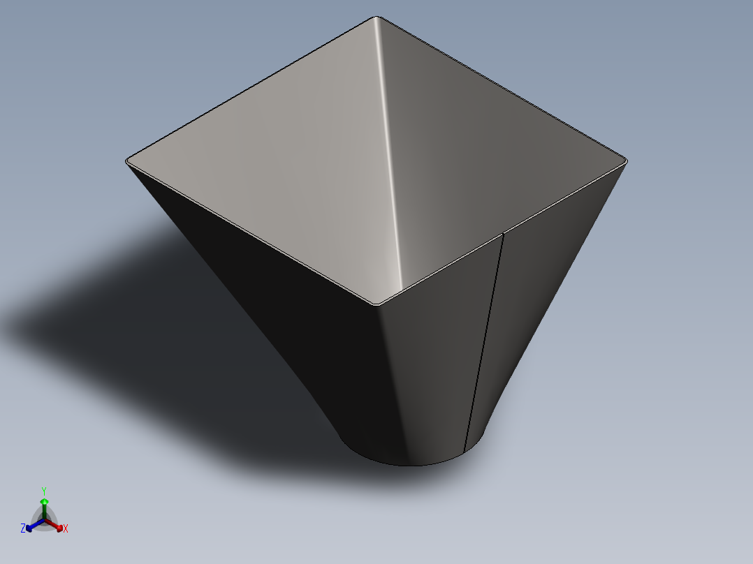 上方下圆钣金漏斗正等轴测图