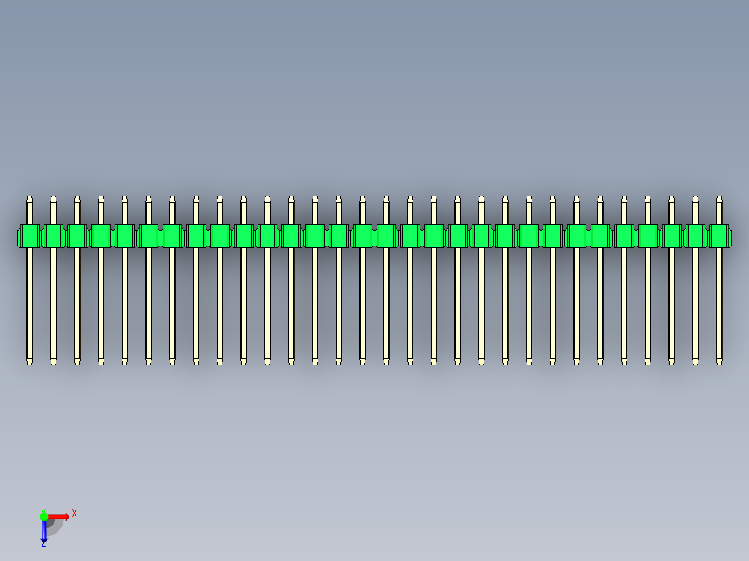 彩色公头100mil（2.54mm）系列-DS1021_green_2x30p_100mil_Type5_rev1.0俯视图