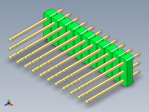 彩色公头100mil（2.54mm）系列-DS1021_green_3x11p_100mil_Type5_rev1.0