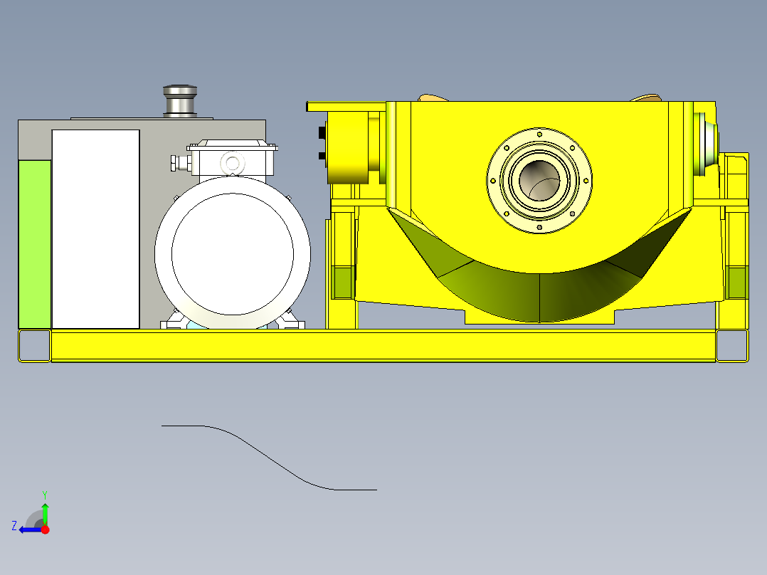 活塞式混泥土泵送机三维SW模型右视图