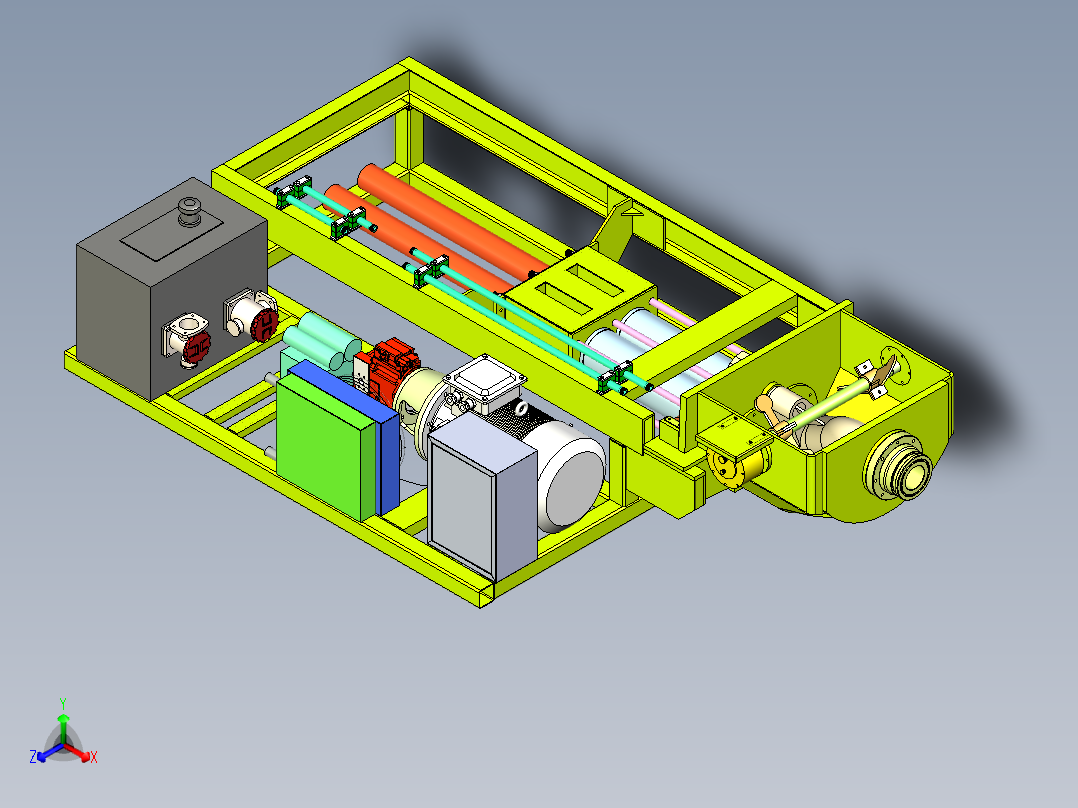 活塞式混泥土泵送机三维SW模型正等轴测图