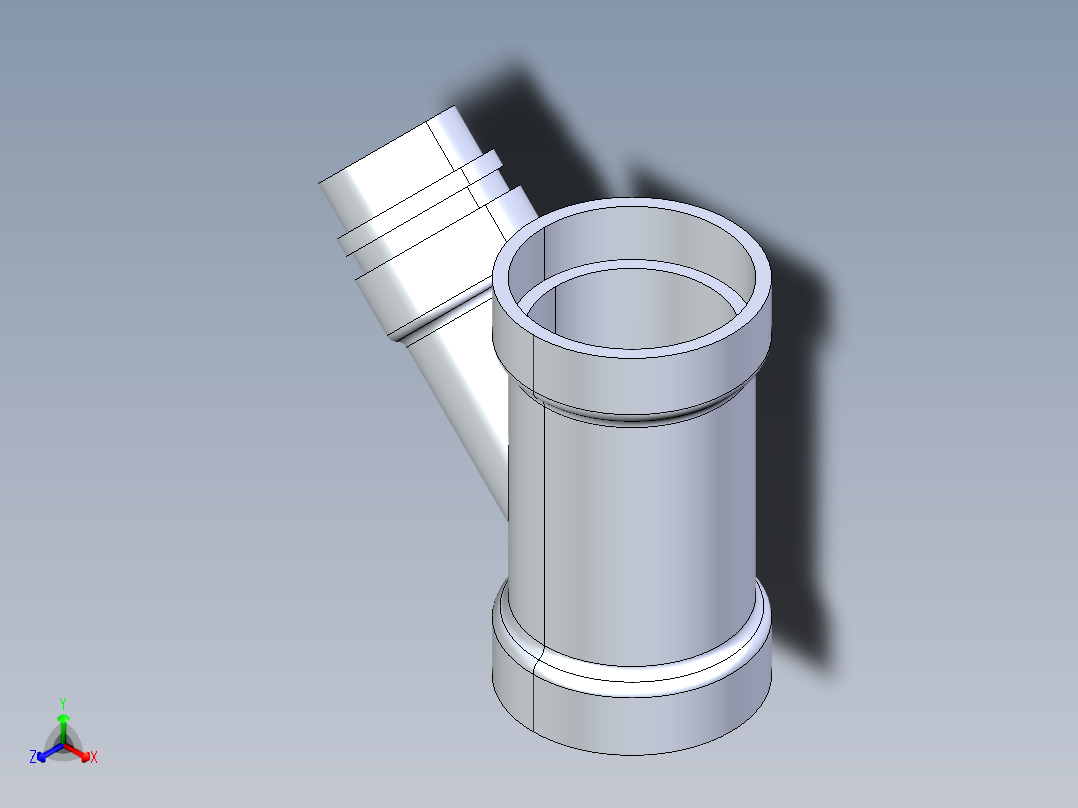 船舶管路系统S6_SeaDrainPLUS_45ReducerWye-SxSxS_37E163031_3x3x1-1-2in Sea Drain Plus - 45 Reducing Wye - SxSxS主视图