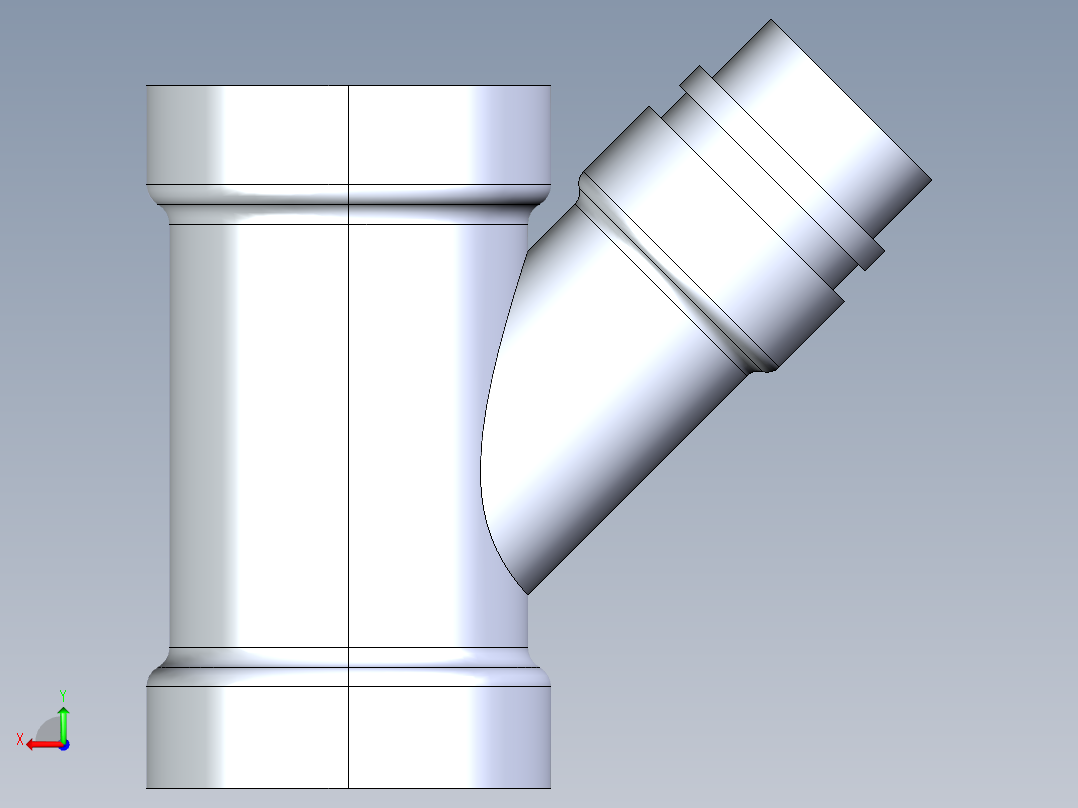 船舶管路系统S6_SeaDrainPLUS_45ReducerWye-SxSxS_37E163031_3x3x1-1-2in Sea Drain Plus - 45 Reducing Wye - SxSxS后视图