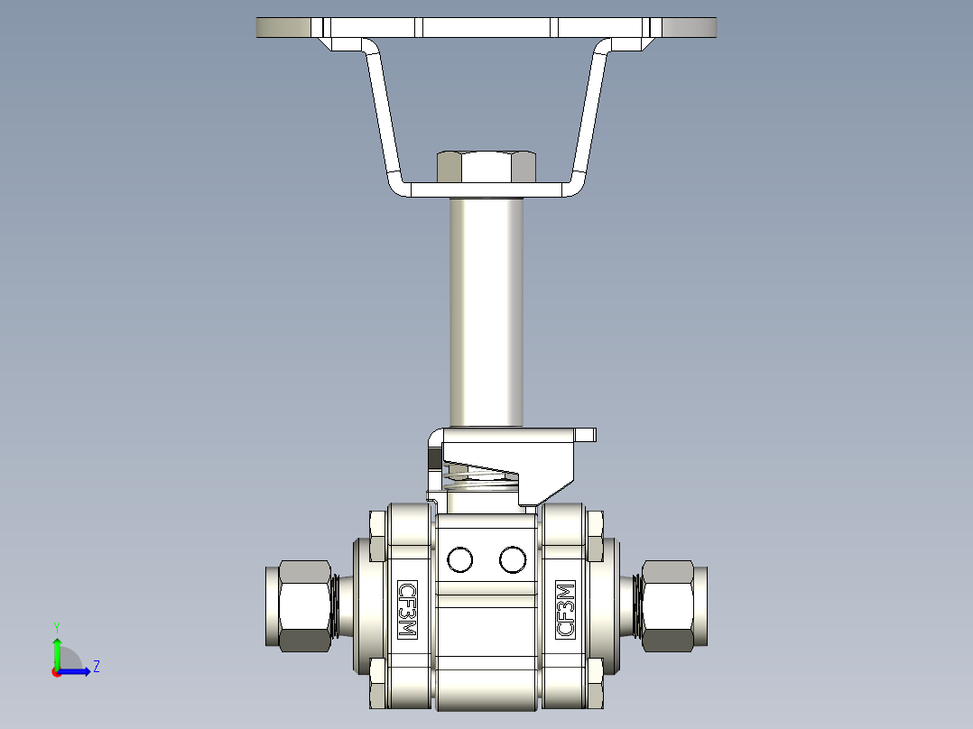 不锈钢三件式60系列热服务球阀，合金X-750阀座，3-8英寸左视图