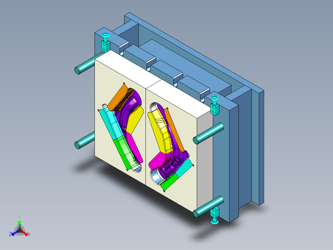 [冲压模具]特斯拉悬挂摆臂的冲压模具op20正等轴测图
