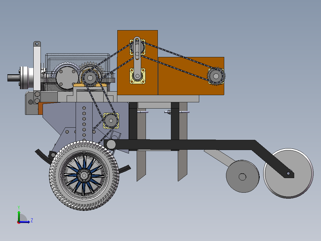免耕播种机左视图