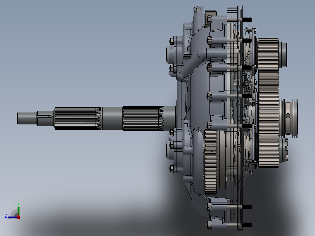 发动机增压器驱动组件右视图