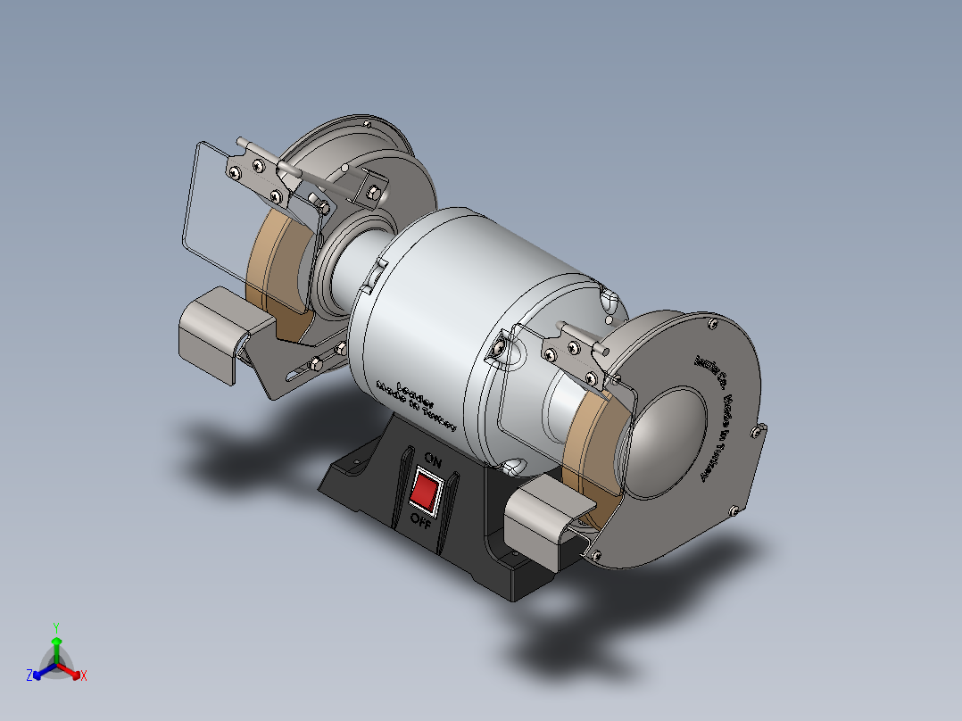 双砂轮打磨机bench-grinder-solidworks2009-2014正等轴测图