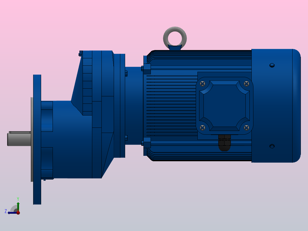 RXF57法兰轴伸式安装斜齿轮减速机RX57-Y0.75-4P-80-M1-0°-Φ200右视图