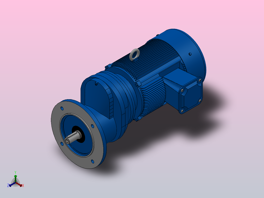 RXF57法兰轴伸式安装斜齿轮减速机RX57-Y0.75-4P-80-M1-0°-Φ200正等轴测图
