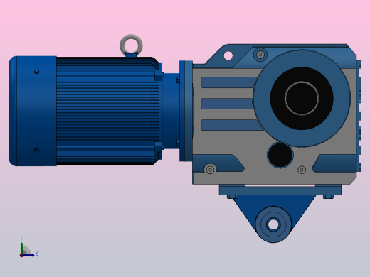 KAT67带防转臂空心轴安装螺旋锥齿轮减速机KAT67-Y0.55-4P-108.03-M1-0°-A左视缩略图