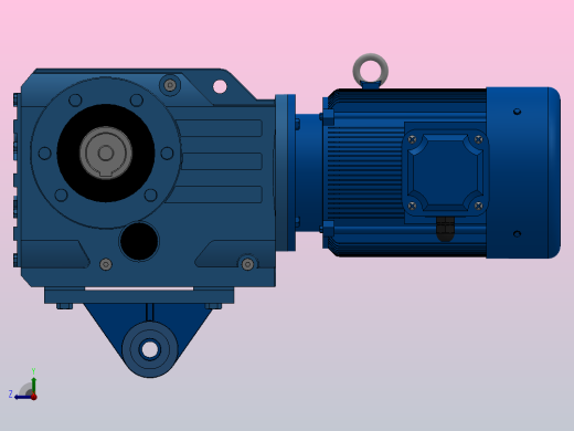 KAT67带防转臂空心轴安装螺旋锥齿轮减速机KAT67-Y0.55-4P-108.03-M1-0°-A右视缩略图