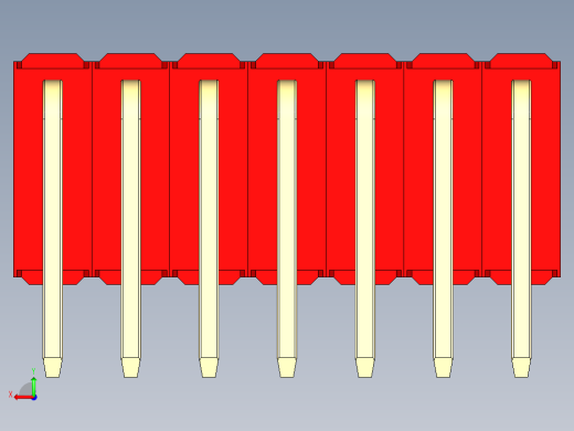彩色公排针 100mil 2.54mm 系列-DS1022_red_3x07p_100mil_TypeD_rev1.0后视缩略图