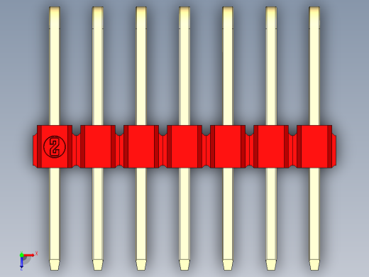 彩色公排针 100mil 2.54mm 系列-DS1022_red_3x07p_100mil_TypeD_rev1.0俯视缩略图