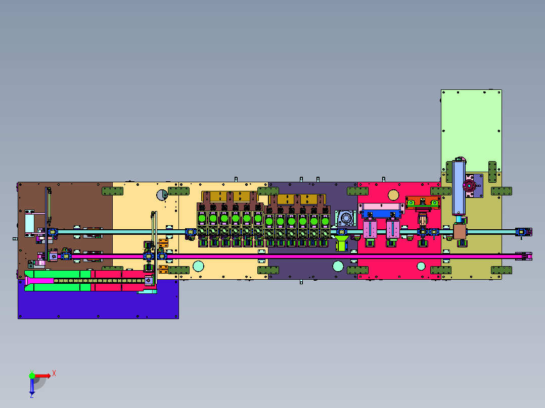电源高频变压器检测打标产线俯视图