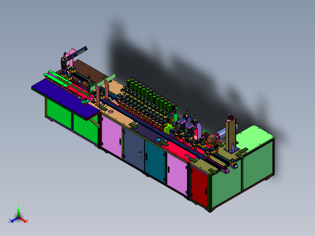电源高频变压器检测打标产线正等轴测图