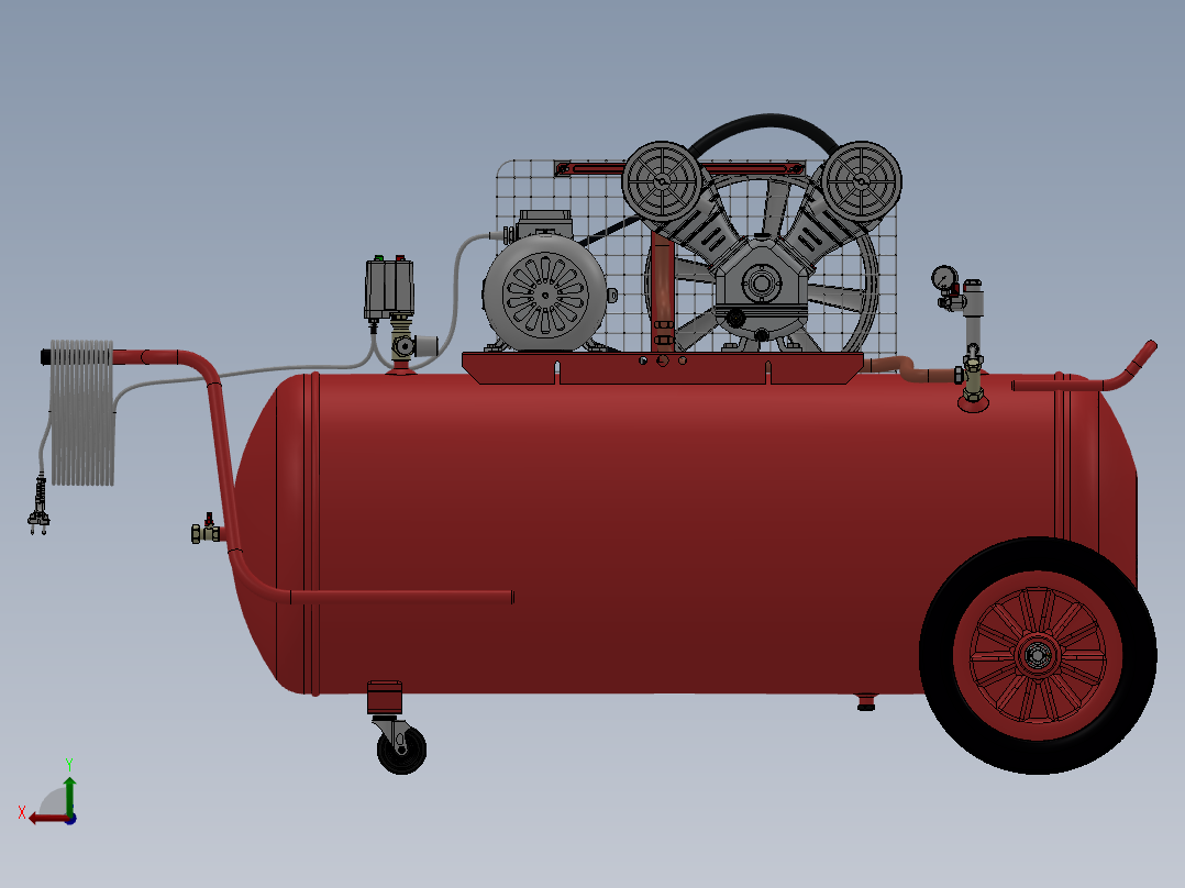 8套压缩机图纸空气压缩机图纸压缩机设计图纸后视图