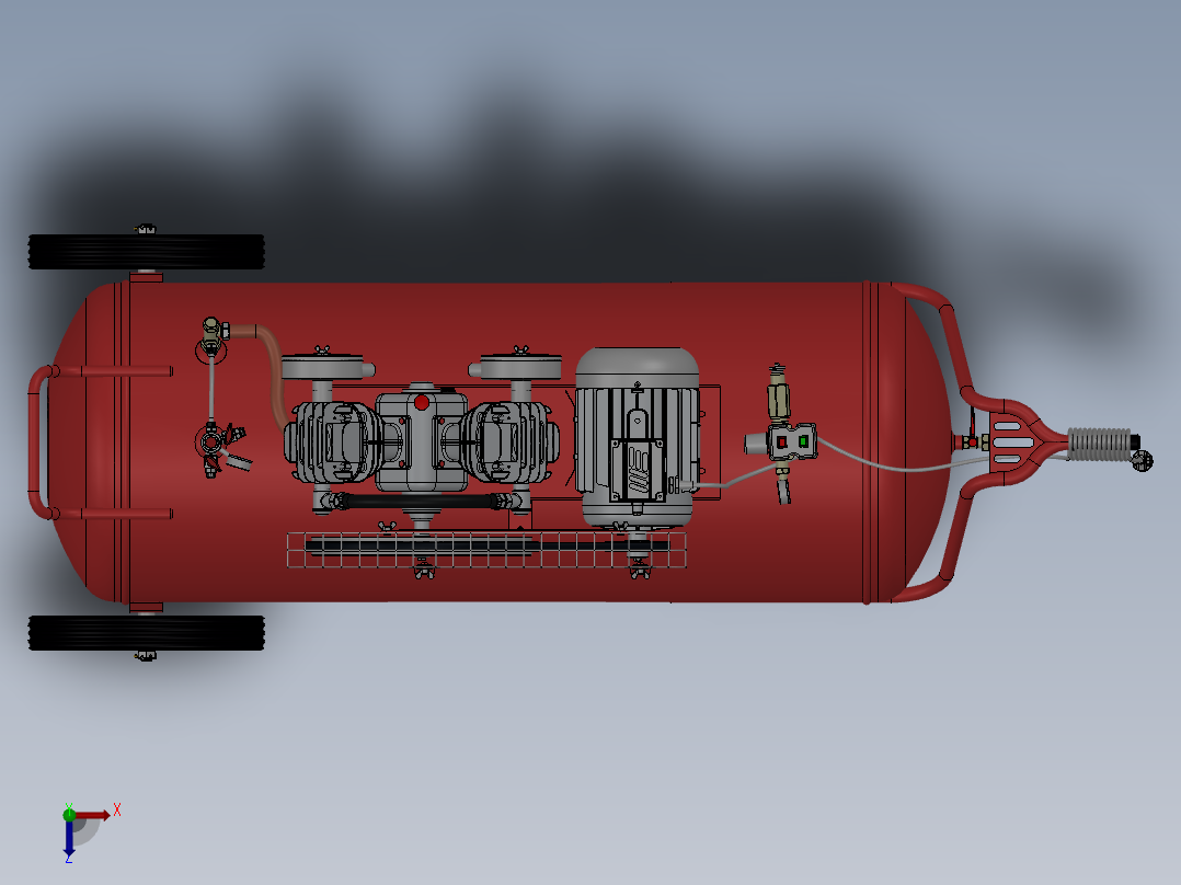 8套压缩机图纸空气压缩机图纸压缩机设计图纸俯视图