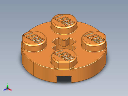 乐高零件 4032 板 2 x 2 圆形-4032 Bright Orange Plate 2 x 2 Round.STEP