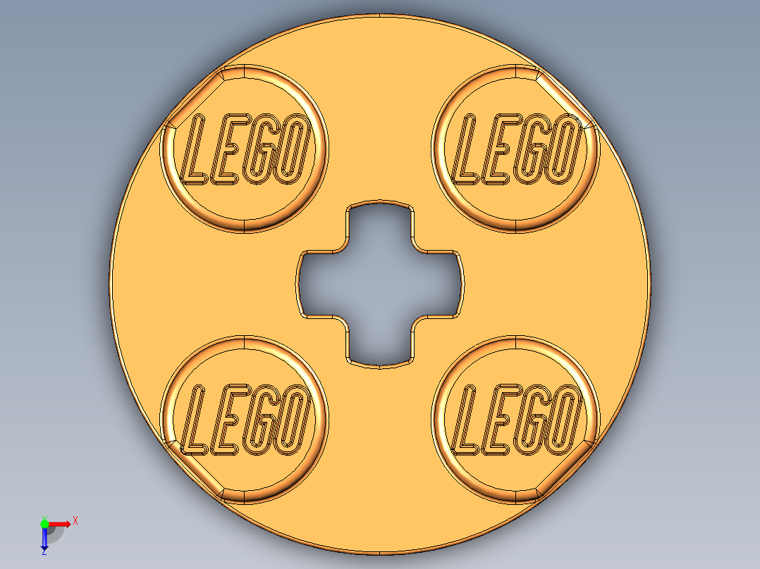 乐高零件 4032 板 2 x 2 圆形-4032 Bright Orange Plate 2 x 2 Round.STEP俯视图