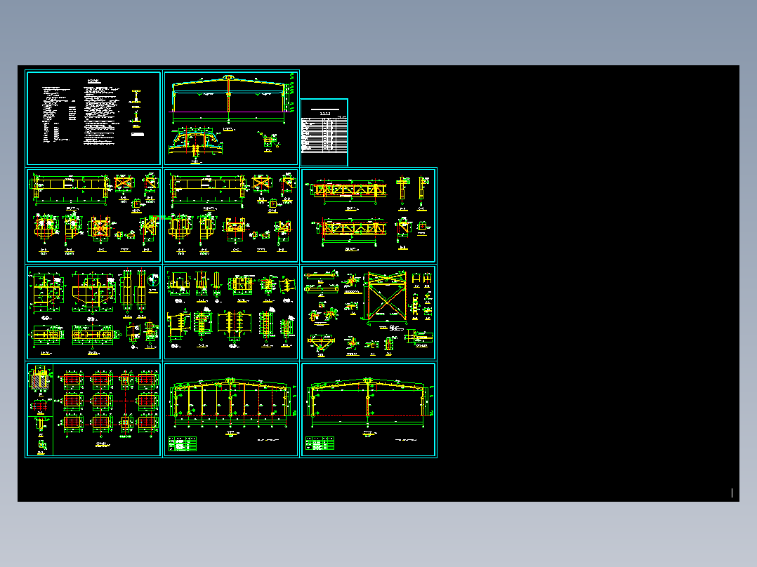 带吊车全钢结构单层厂房CAD图纸