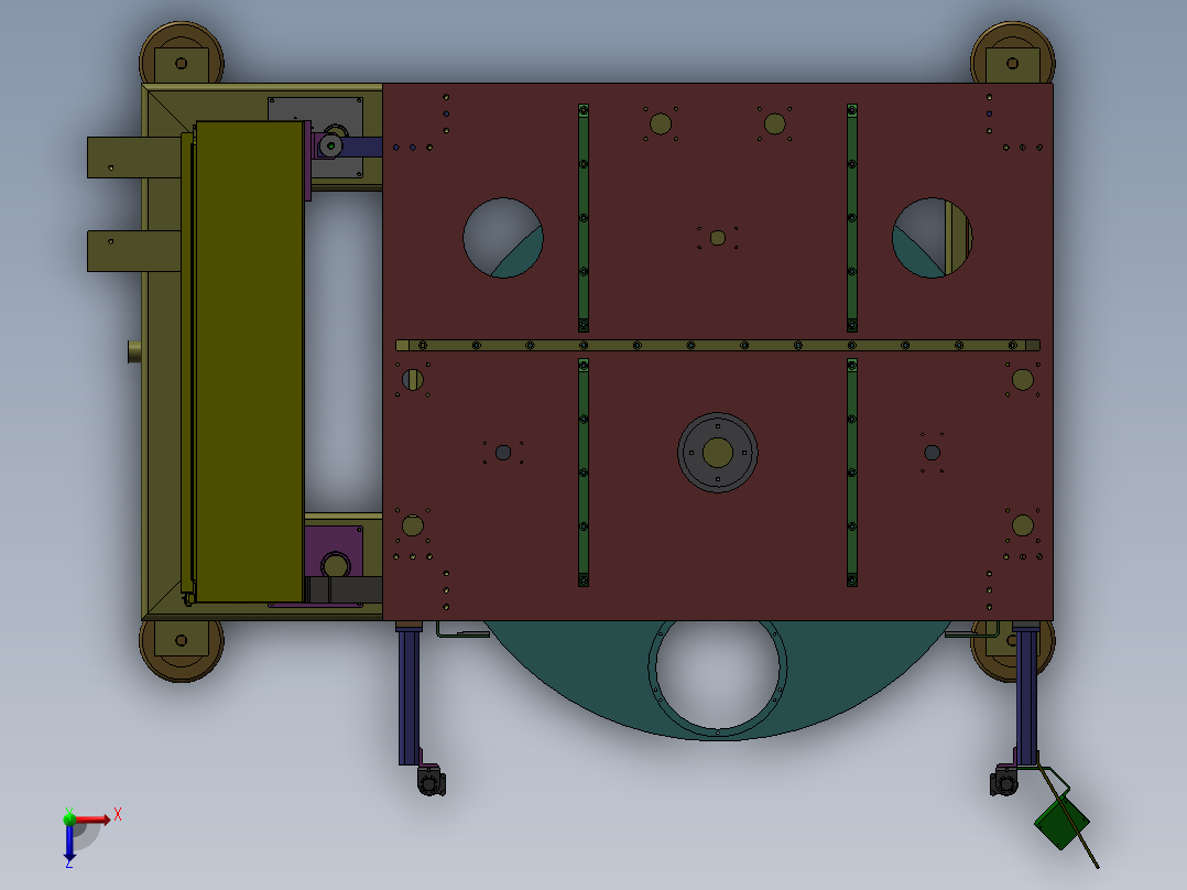 带转盘的机架总成俯视图