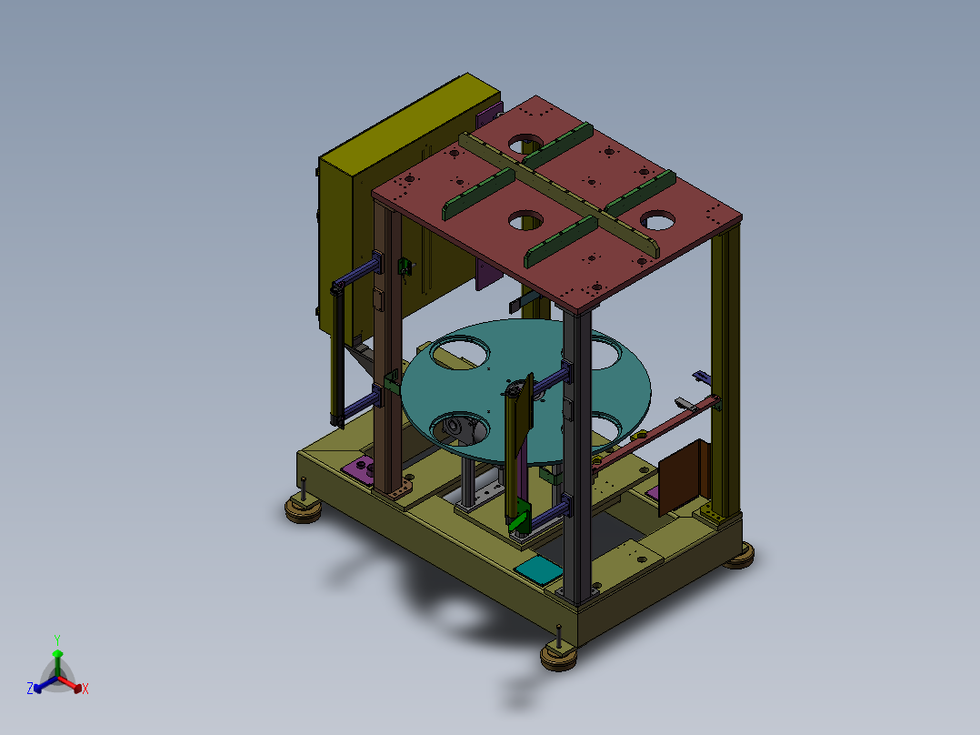 带转盘的机架总成正等轴测图