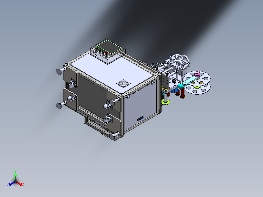 包贴膜一体设备sw18可编辑正等轴测图