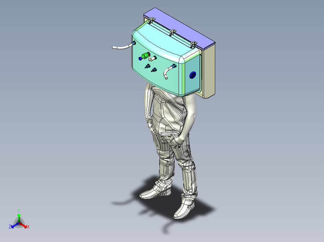 具有持续正气压（持续气道正压）的机械通气主视图