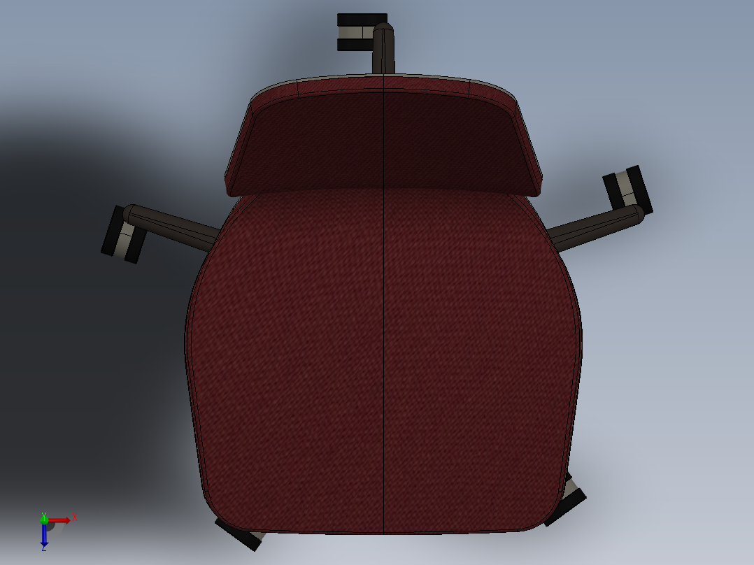 不锈钢高级人体工学椅子俯视图