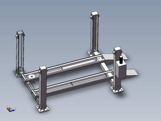 1.5t四柱液压式自动升降平台设计含SW三维及5张CAD图