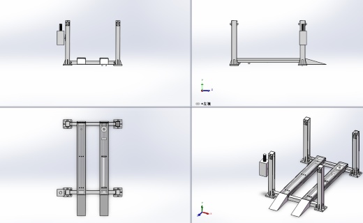 1.5t四柱液压式自动升降平台设计含SW三维及5张CAD图缩略图