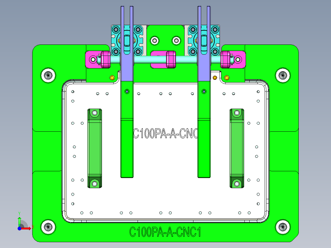 C100PA-A-笔记本CNC工装夹具三维模型CNC11222前视图