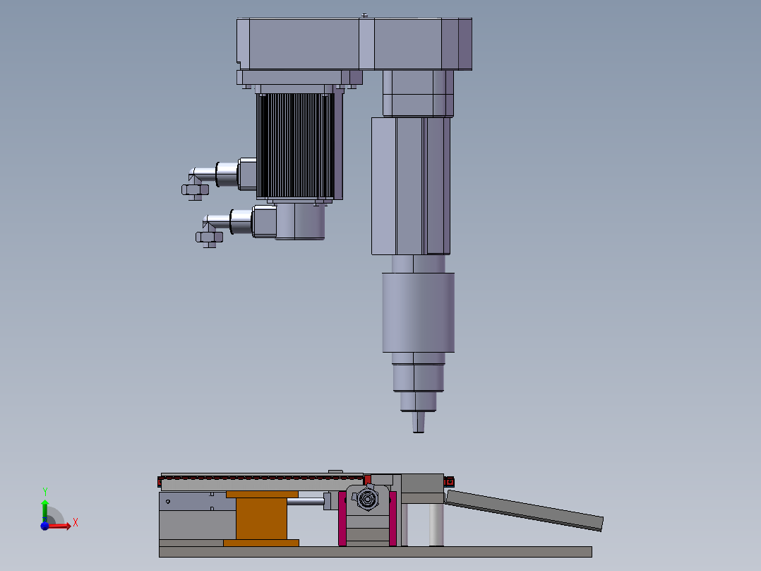 L型铁全自动攻丝机电路引脚攻丝（sw22可编辑+工程图）前视图