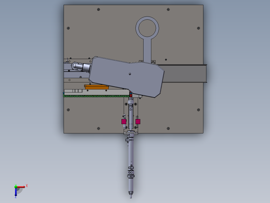 L型铁全自动攻丝机电路引脚攻丝（sw22可编辑+工程图）俯视图
