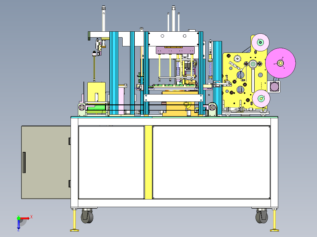 手机贴标设备（四面贴标机）俯视图