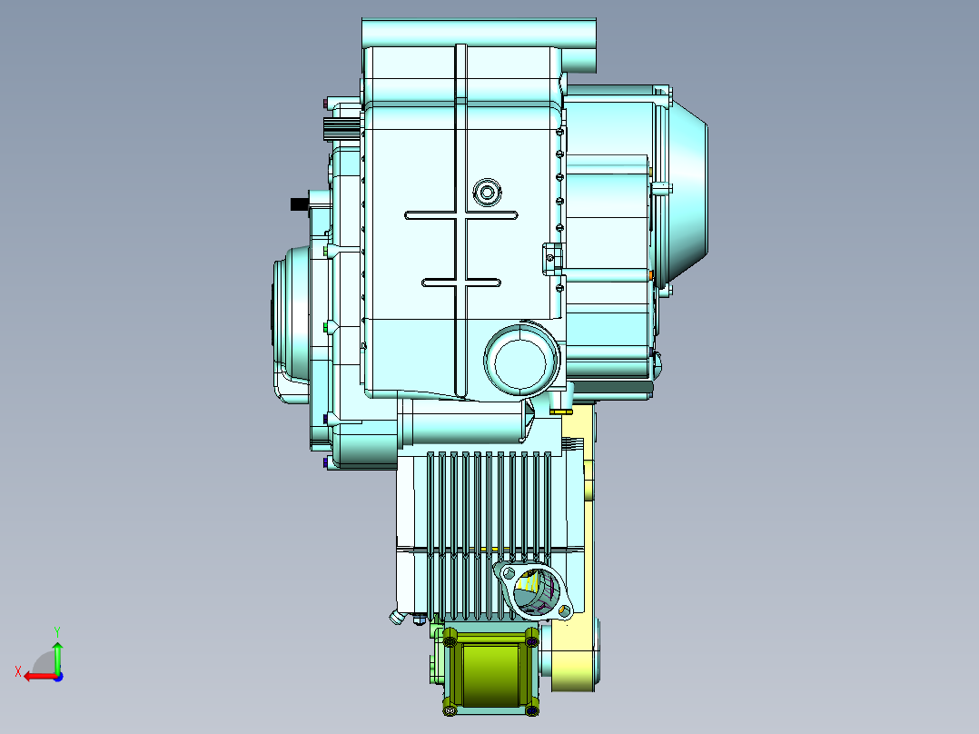 摩托风冷L型发动机后视图