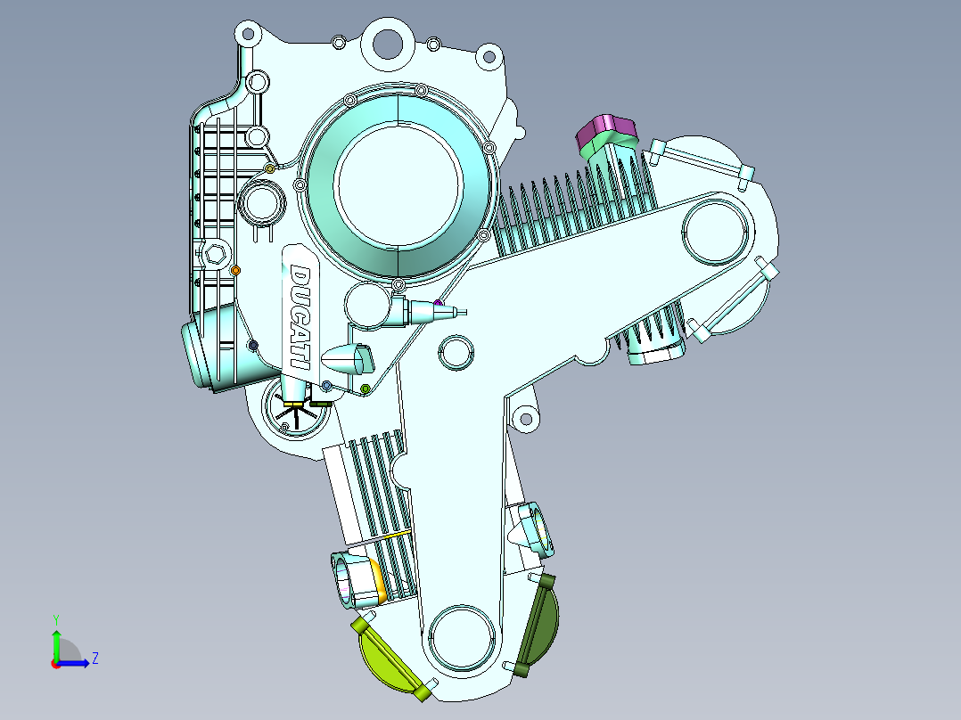 摩托风冷L型发动机左视图