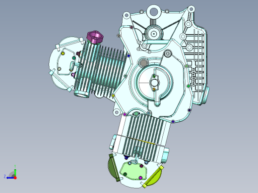 摩托风冷L型发动机右视缩略图