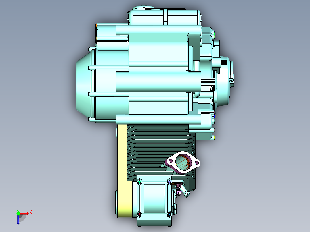 摩托风冷L型发动机俯视图