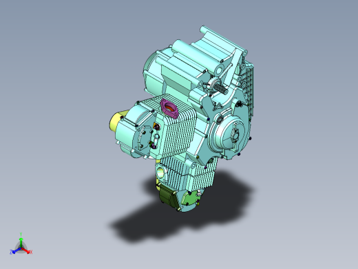 摩托风冷L型发动机正等轴测缩略图
