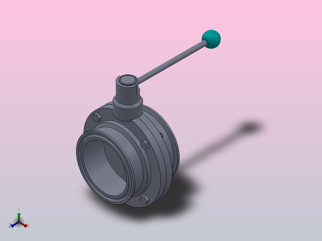 DDSX-07卡箍式手动蝶阀[DDSX-07-DN80]正等轴测图