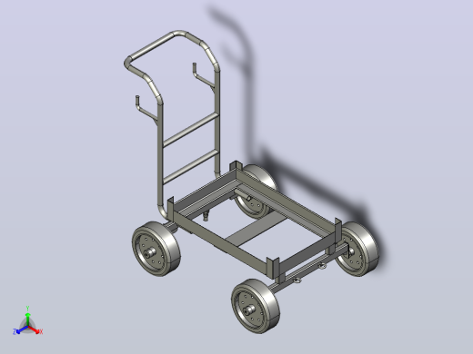 通用推行式手推车简易模型3D图纸 STEP格式