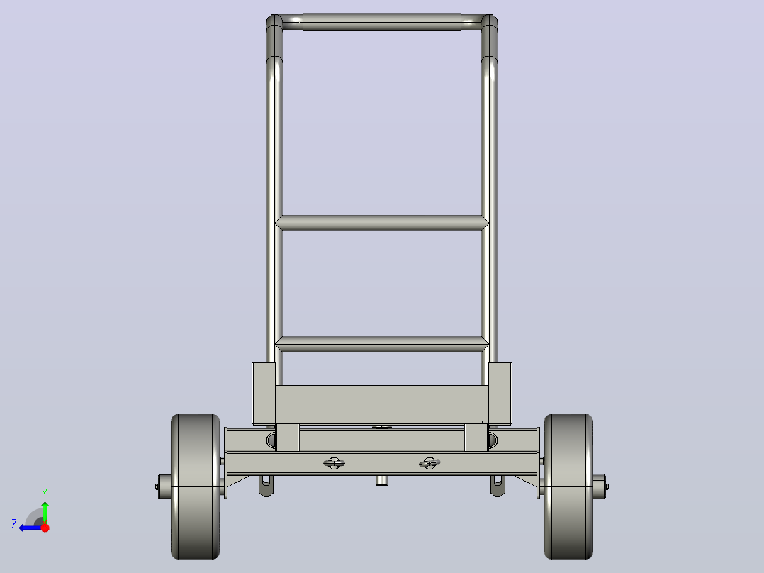 通用推行式手推车简易模型3D图纸 STEP格式右视图
