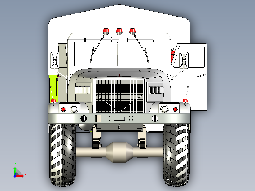 Karaz卡车模型3D图纸 x_t格式前视图