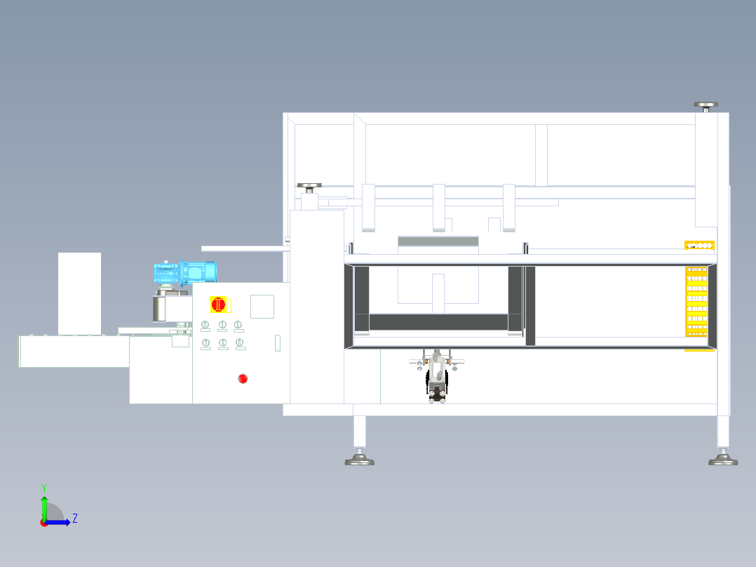 开箱机全套3D图纸 G451 非标自动化机械3D图纸设计左视图