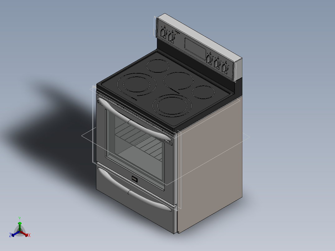 燃气灶厨具煤气灶SW2017正等轴测图