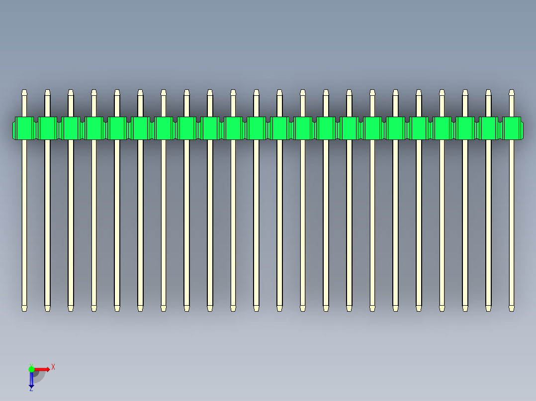 彩色公头100mil（2.54mm）系列-DS1021_green_2x22p_100mil_Type19_rev1.0俯视图