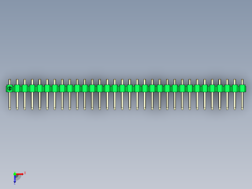 彩色公排针 100mil 2.54mm 系列-DS1022_green_1x32p_100mil_TypeD_rev1.0俯视缩略图