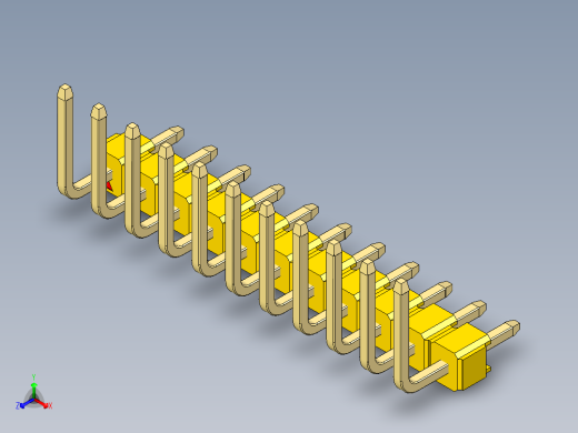 彩色公排针 100mil 2.54mm 系列-DS1022_yellow_11p_100mil_TypeU_rev1.0